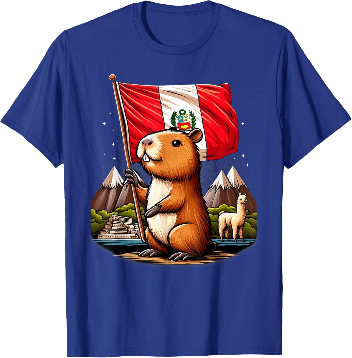 Peruvian Capybara Peru Flag - Ronsoco Fiestas Patrias T-Shirt - T-Shirt | Royal