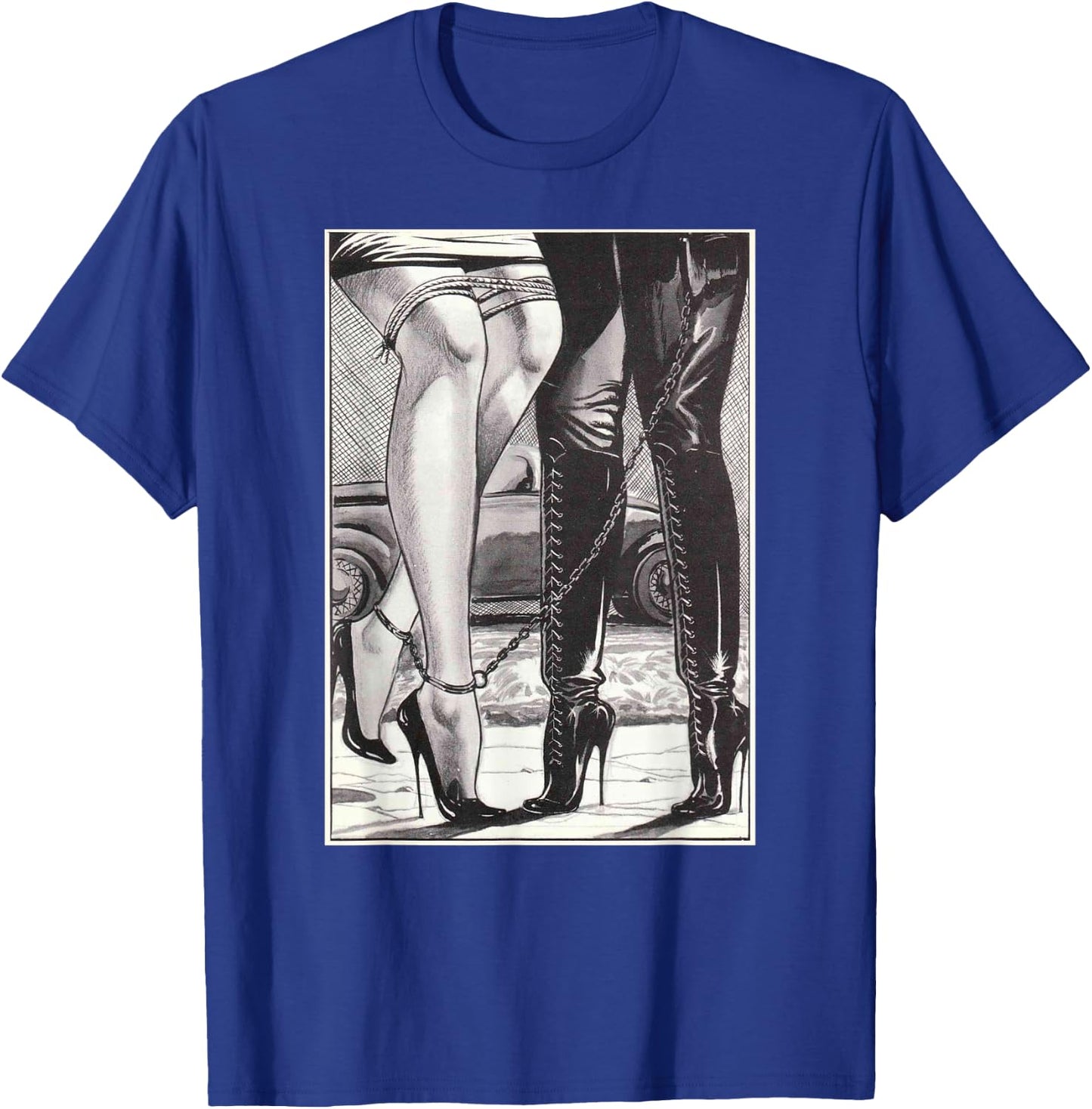 Hot Lesbian Rope Bondage Lovers Lesbian High Heel Dominatrix T-Shirt - T-Shirt | Royal