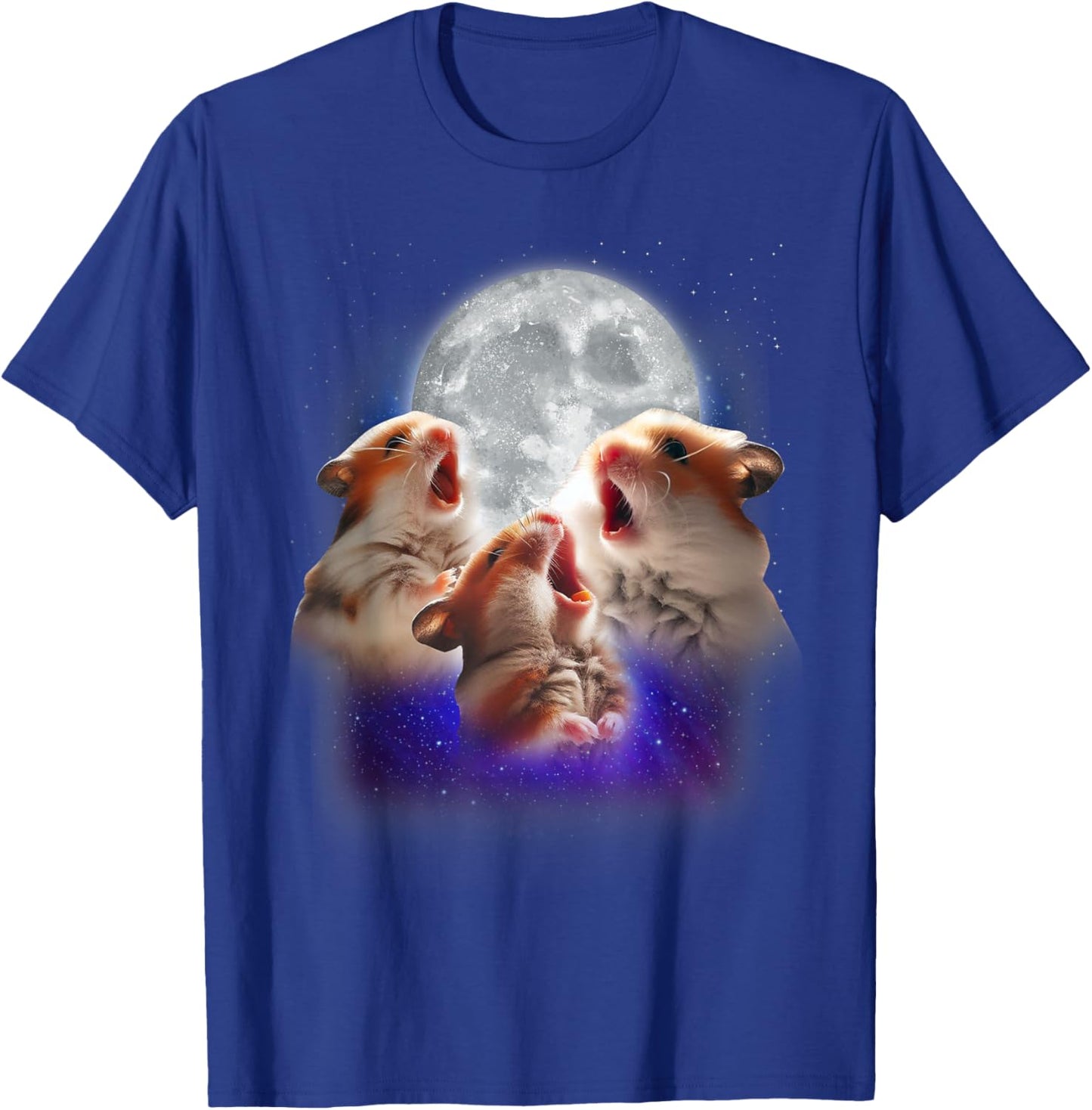 3 Hamsters Howling At The Moon Funny Pet Hamster Lover Kids T-Shirt - T-Shirt | Royal