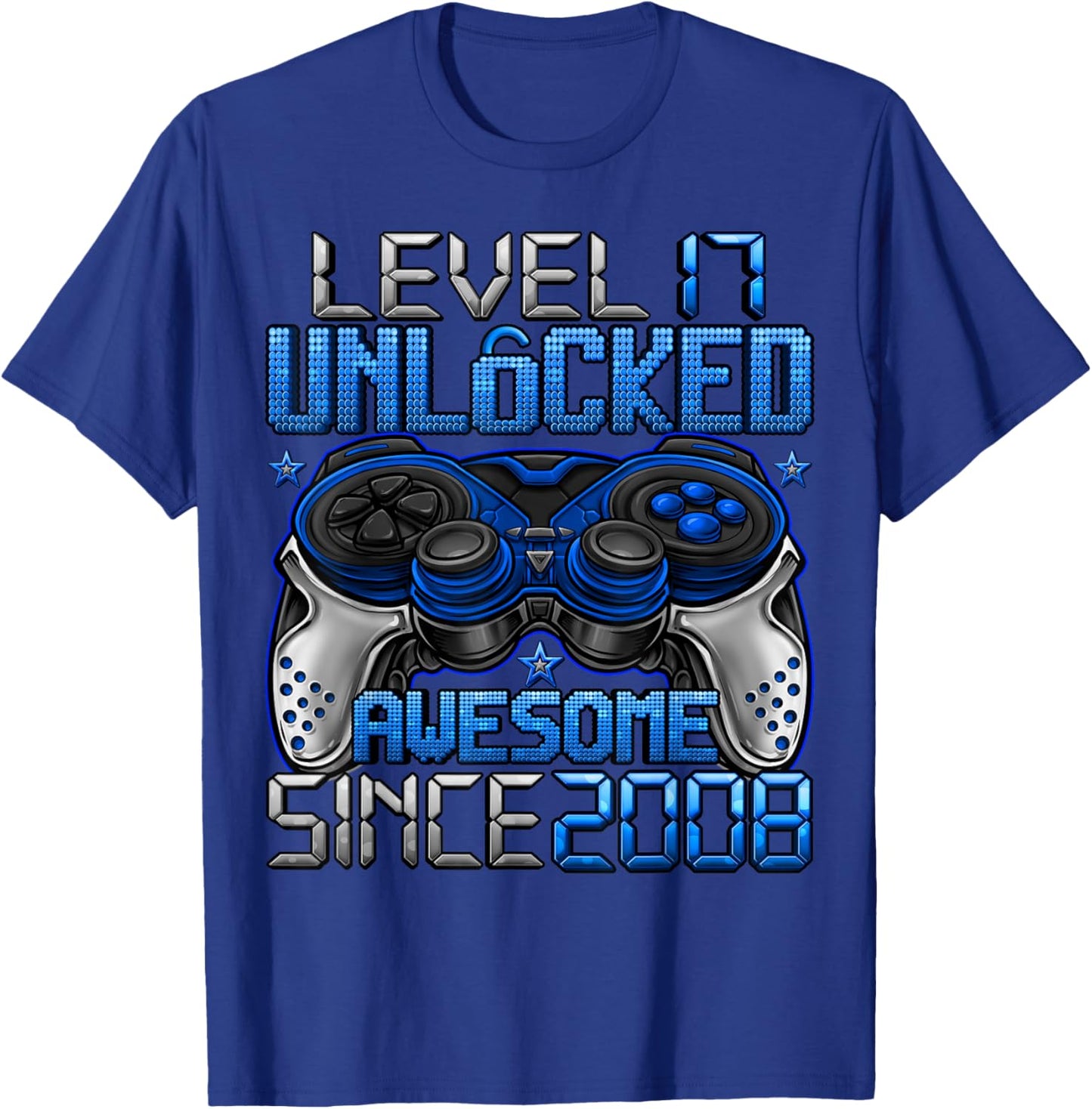 Level 17 Unlocked 17 Year Old Gifts Boys 17th Birthday Boy T-Shirt - T-Shirt | Royal