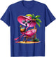 Pink Flamingo Summer Vibes Beach Palm Tree Summer Vacation T-Shirt - T-Shirt | Royal