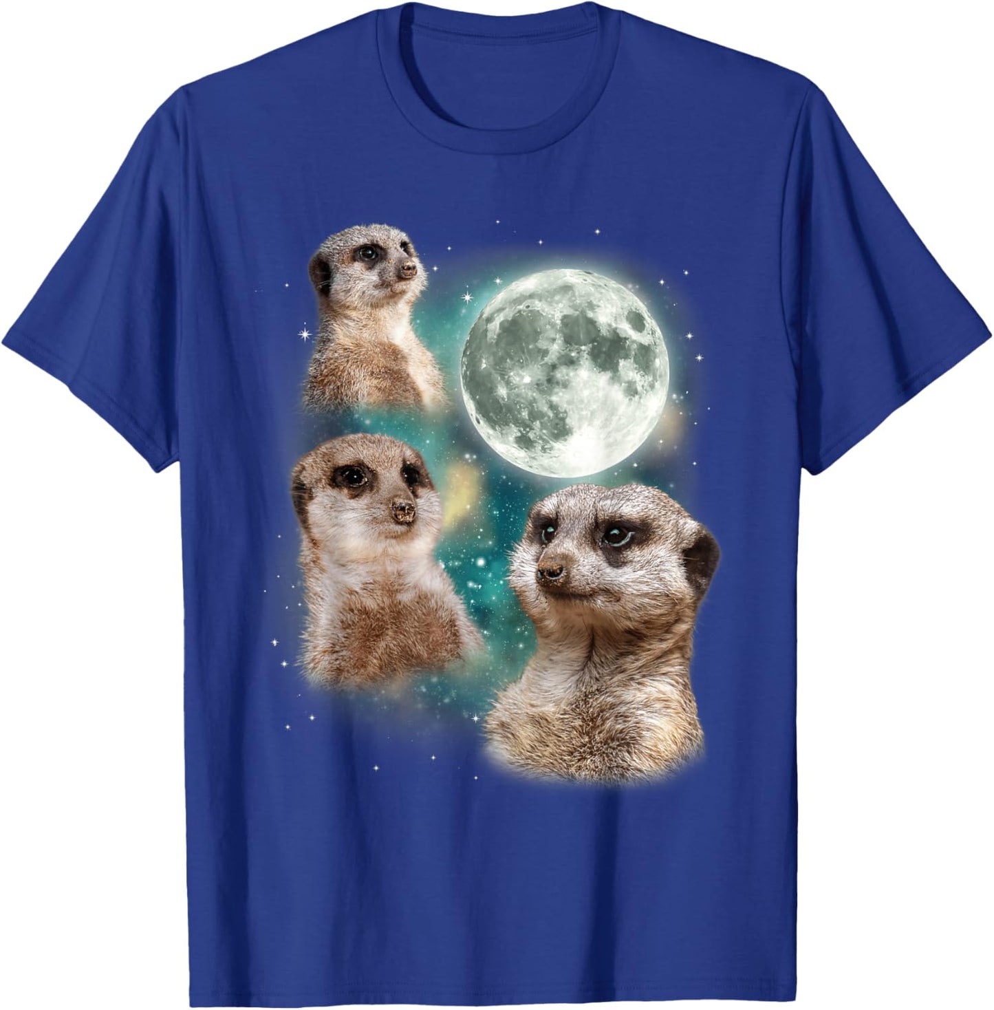 Three Meerkats Moon | African Desert Wildlife Parody T-Shirt - T-Shirt | Royal