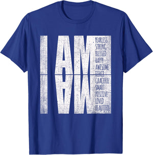 I Am Fearless Strong Blessed Pink Positive Affirmations Gift T-Shirt - T-Shirt | Royal