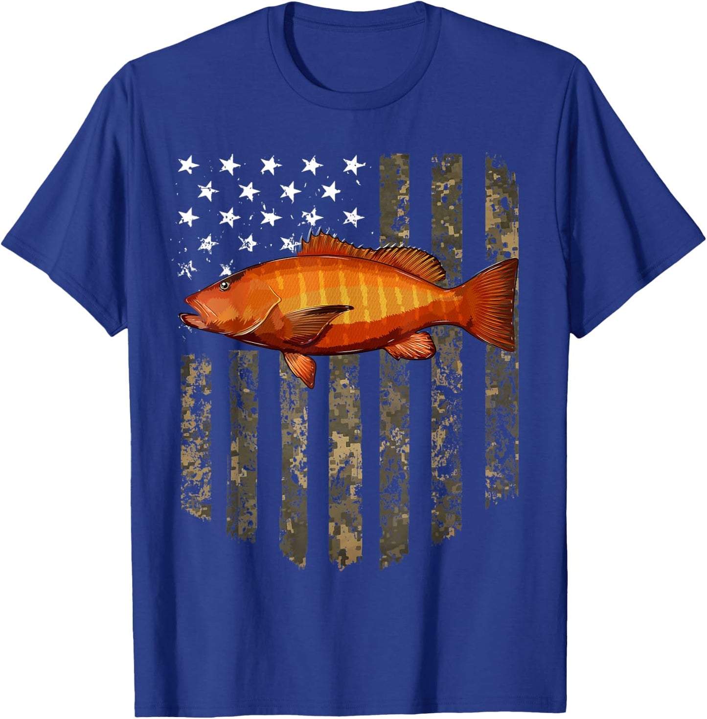 Camo American Flag Cubera Snapper Fishing 4th Of July Men T-Shirt - T-Shirt | Royal