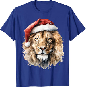 Lion Lover Santa Hat Christmas Zoologist Pajamas Xmas wild T-Shirt - T-Shirt | Royal