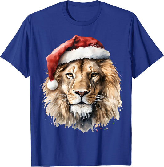 Lion Lover Santa Hat Christmas Zoologist Pajamas Xmas wild T-Shirt - T-Shirt | Royal