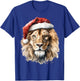 Lion Lover Santa Hat Christmas Zoologist Pajamas Xmas wild T-Shirt - T-Shirt | Royal