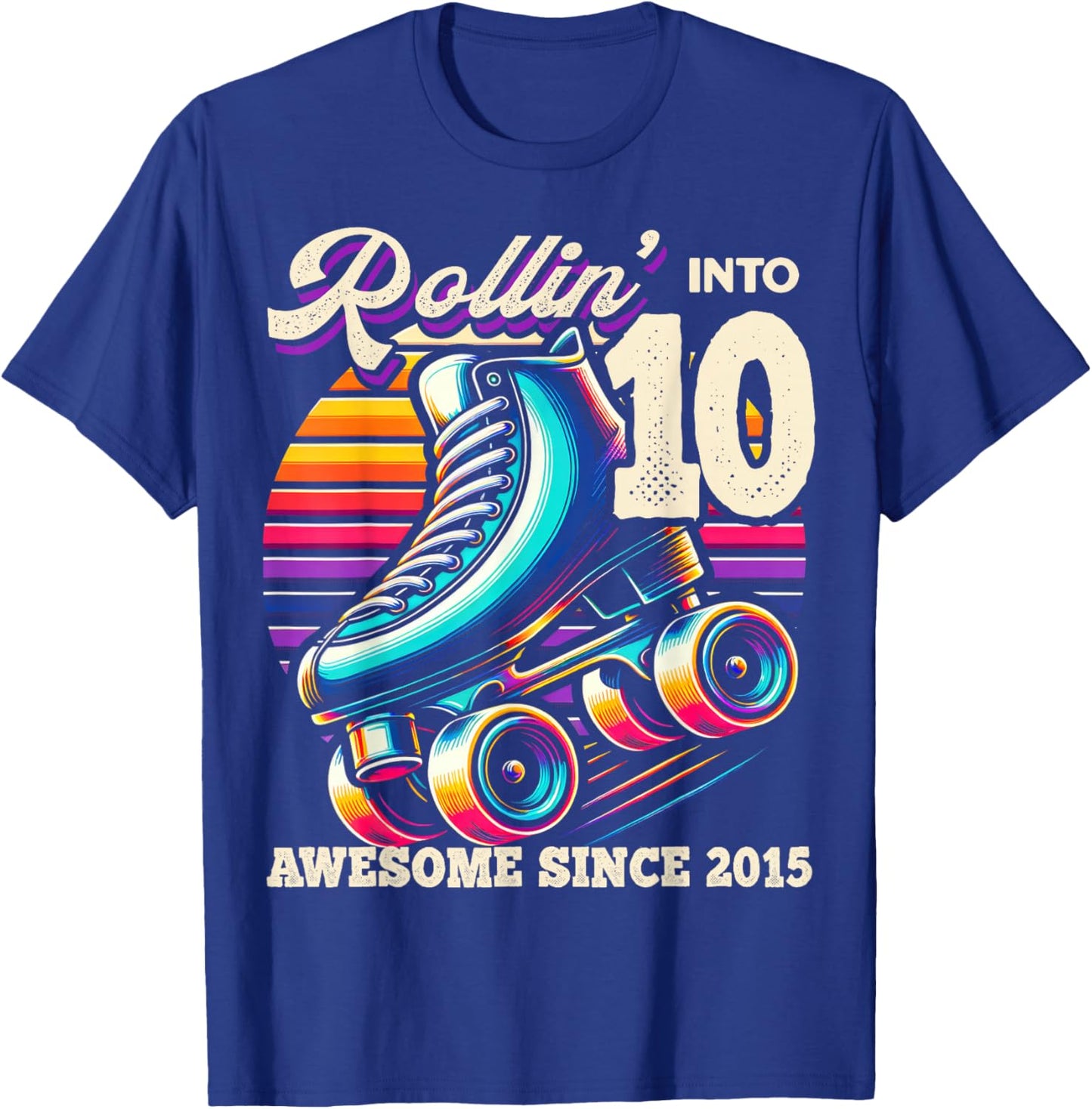 Birthday Roller Skating 10th Girl Rollin into 10 Skate Party T-Shirt - T-Shirt | Royal