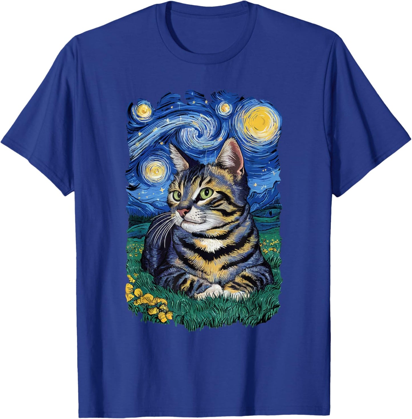 Van Gogh Cat Gifts Tabby Cat Owner Cat Lady T-Shirt - T-Shirt | Royal