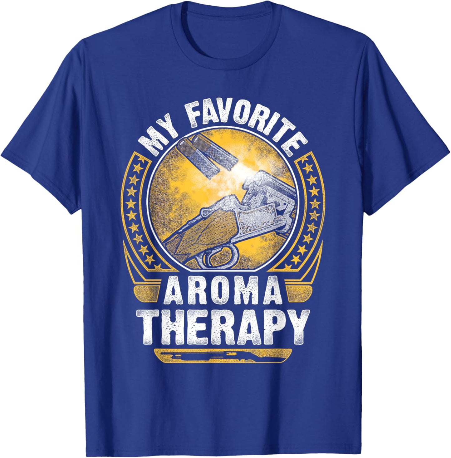 Funny Duck Hunting Top My Favorite Aromatherapy is Gun Smoke T-Shirt - T-Shirt | Royal