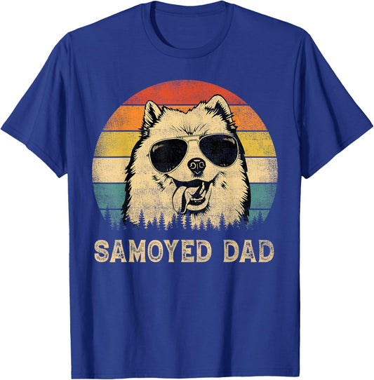 Vintage Samoyed Dad Dog Lovers Father's Day Men Women T-Shirt - T-Shirt | Royal