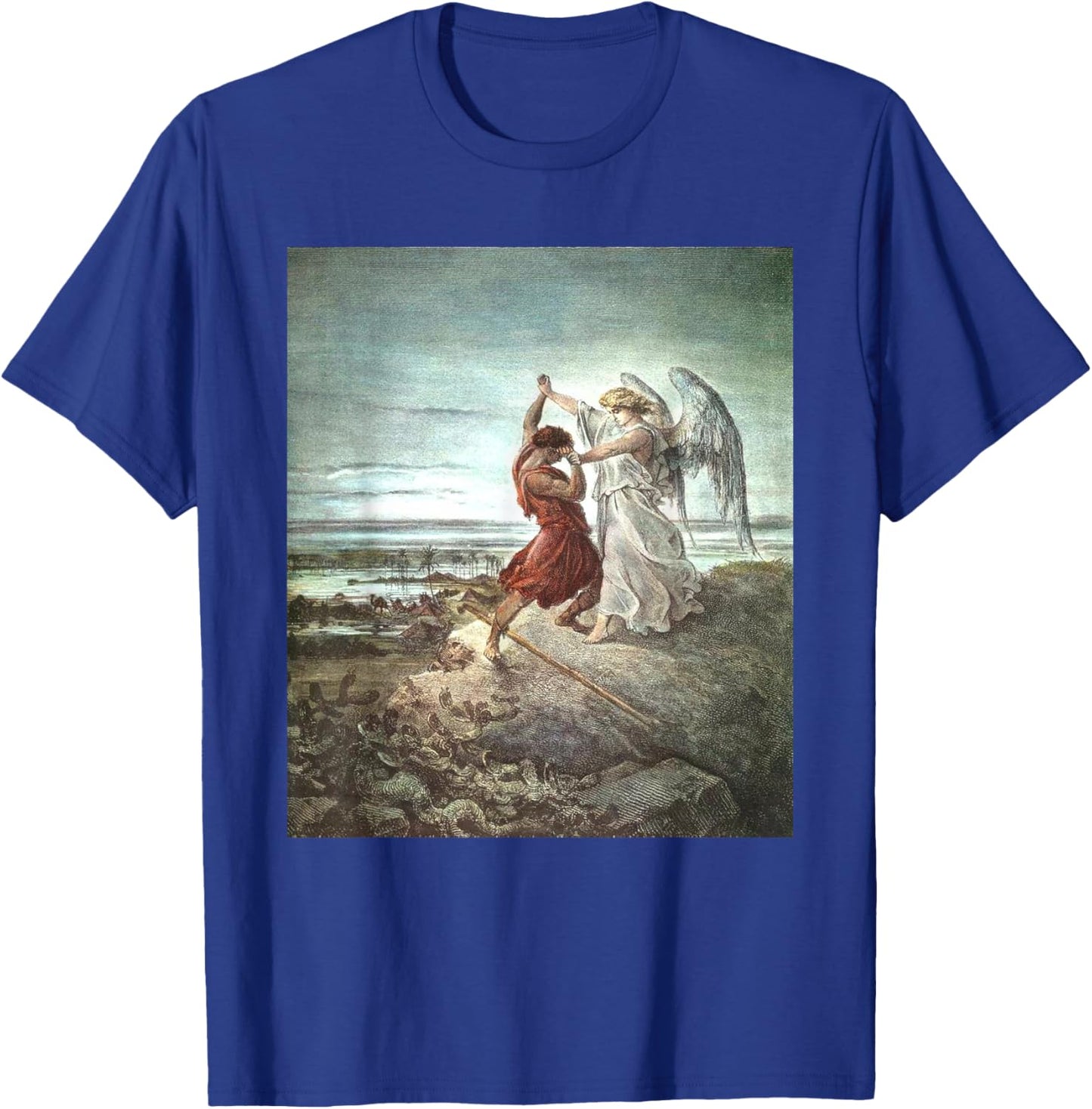 Jacob Wrestling With The Angel - -Adults, Black, Small T-Shirt - T-Shirt | Royal