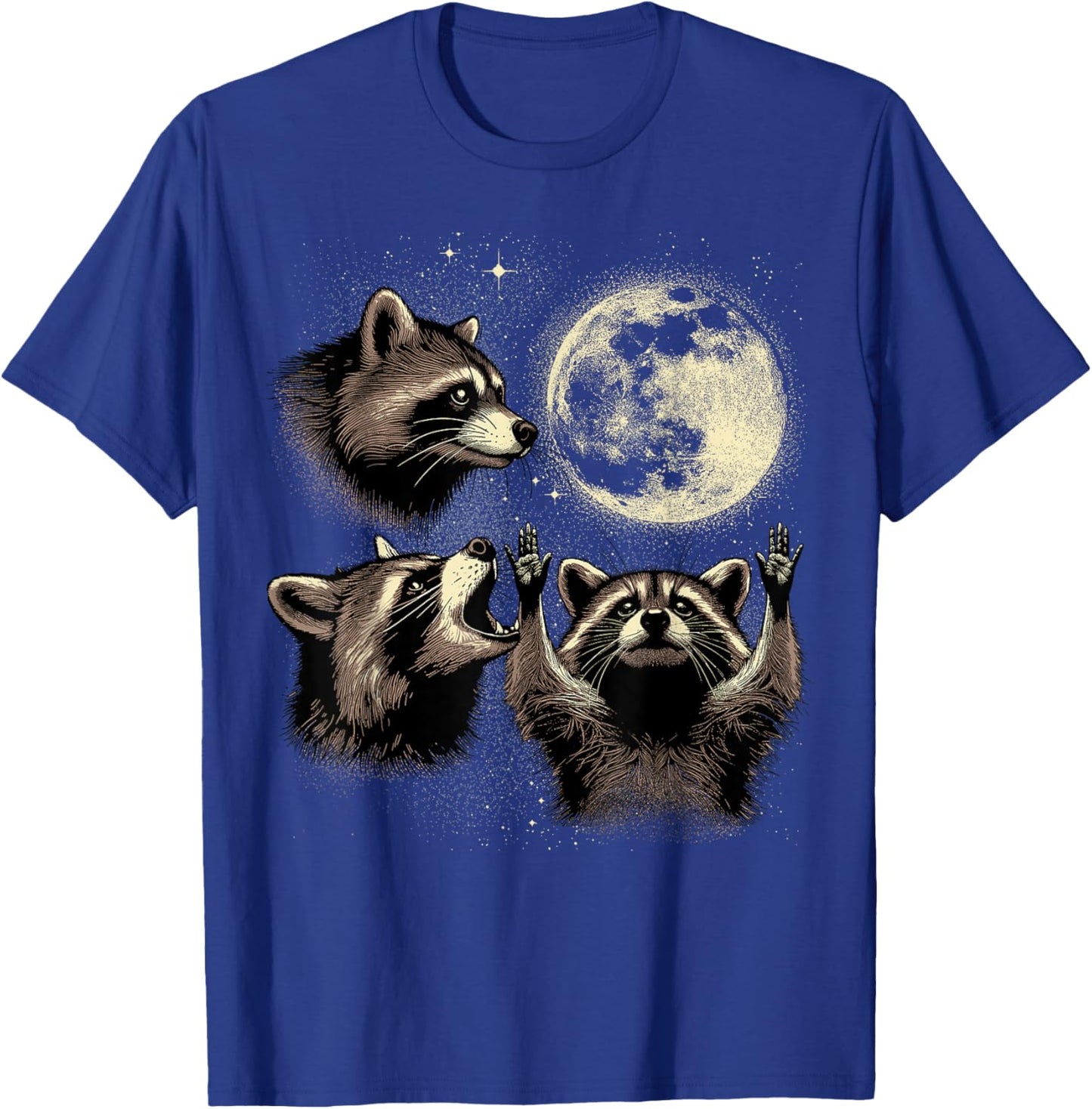 Tree Raccoon Moon Shirt Raccoon Howling At Moon Trash Panda T-Shirt - T-Shirt | Royal