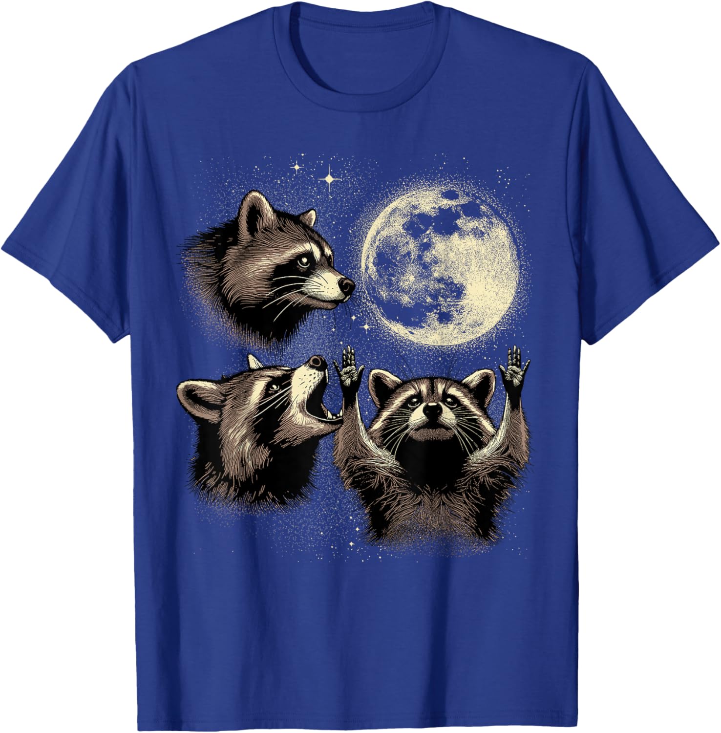 Tree Raccoon Moon Shirt Raccoon Howling At Moon Trash Panda T-Shirt - T-Shirt | Royal