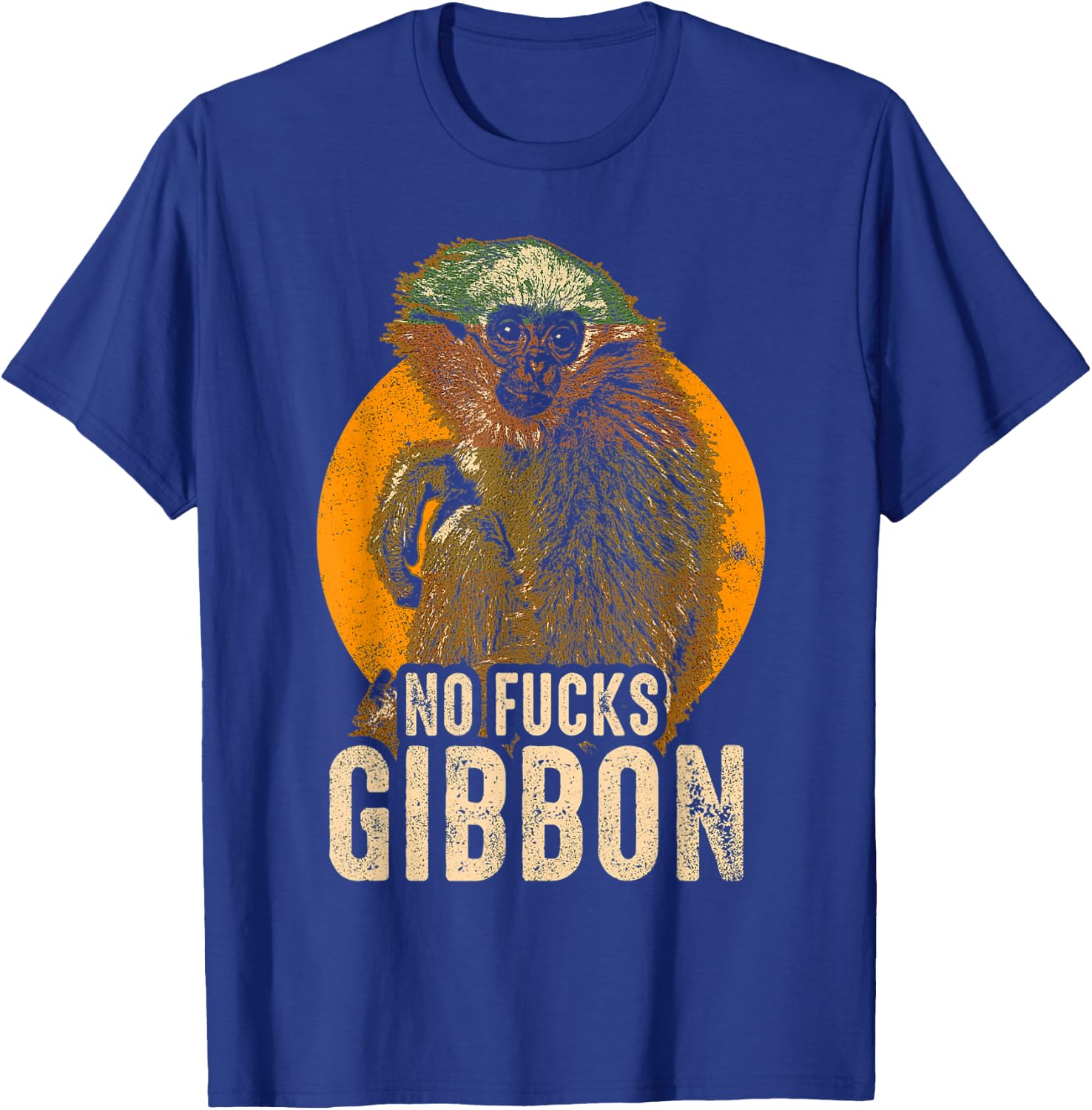No Fucks Gibbon - Funny Ape Monkey Animal T-Shirt - T-Shirt | Royal