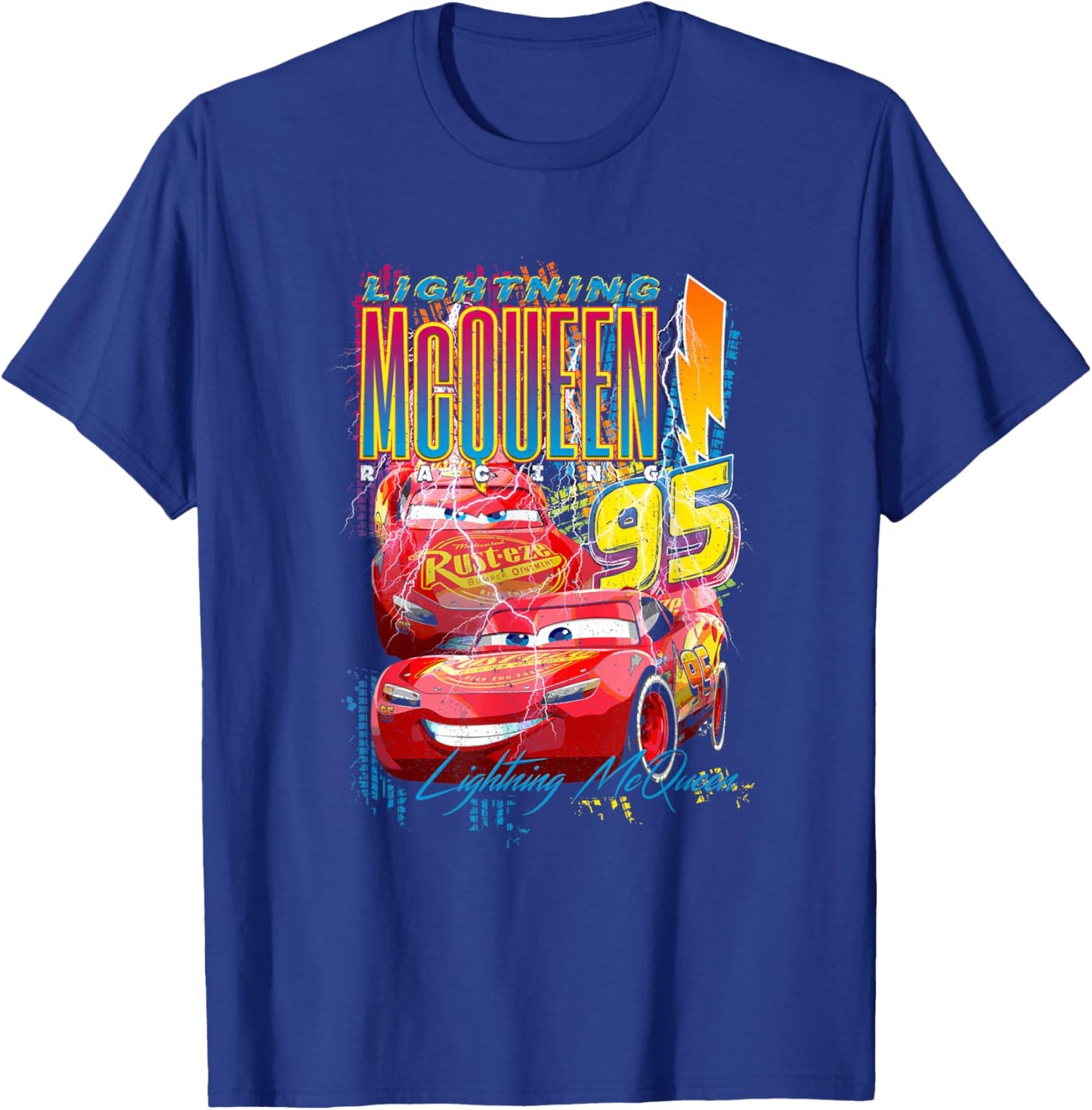 Disney Pixar Cars Lightning McQueen Racing Thunder Poster T-Shirt - T-Shirt | Royal