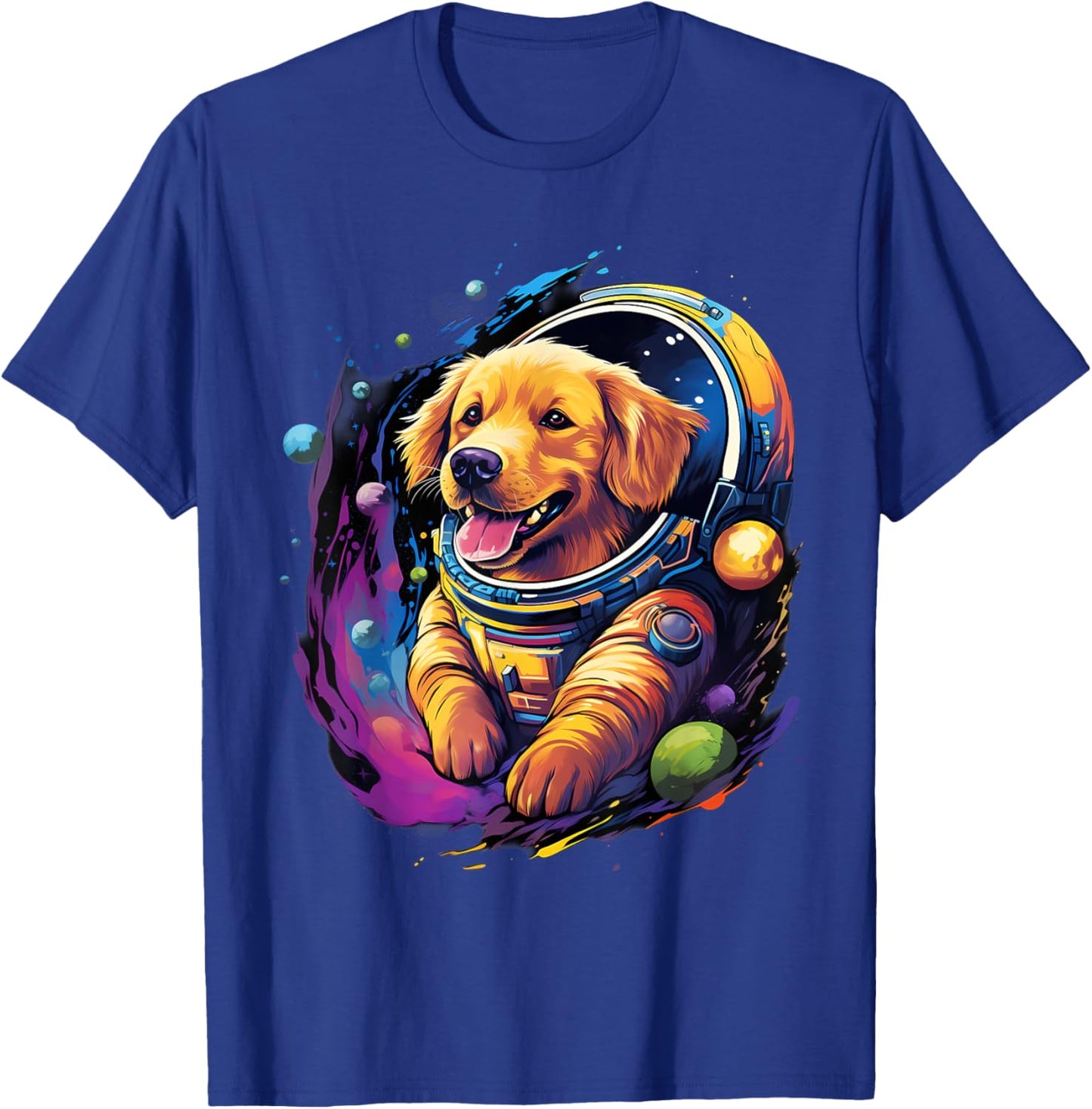 Space Golden Retriever Dog Astronaut T-Shirt - T-Shirt | Royal