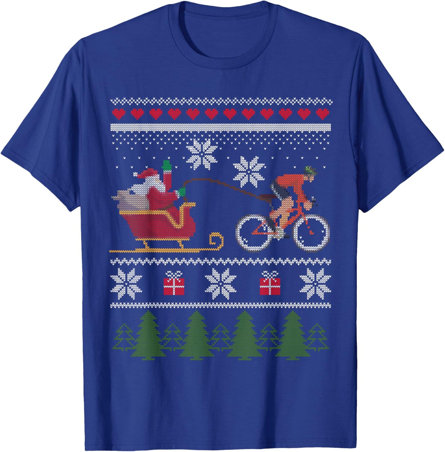 Santa Sleigh Bike Sledding Christmas Gift Cycling T Shirt T-Shirt - T-Shirt | Royal