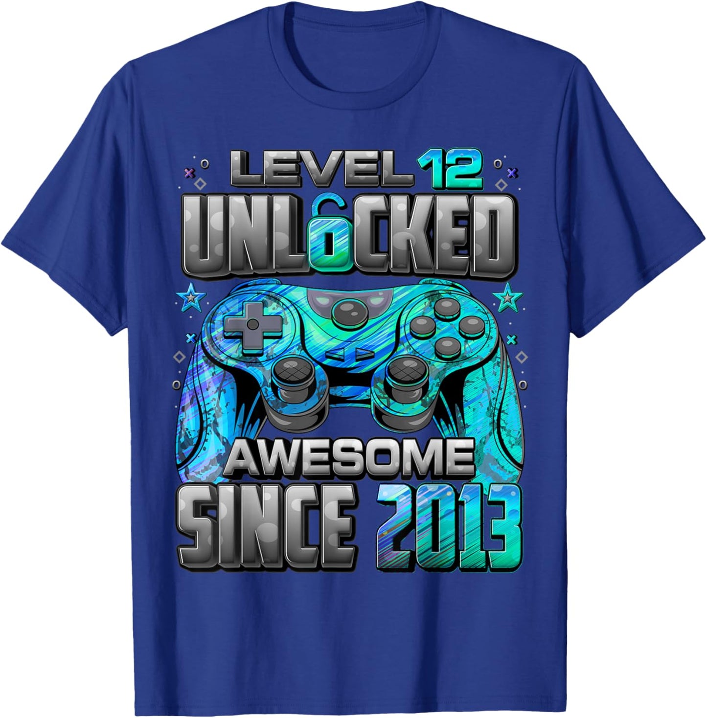 Level 12 Unlocked Awesome Since 2013 12th Birthday Gaming T-Shirt - T-Shirt | Royal