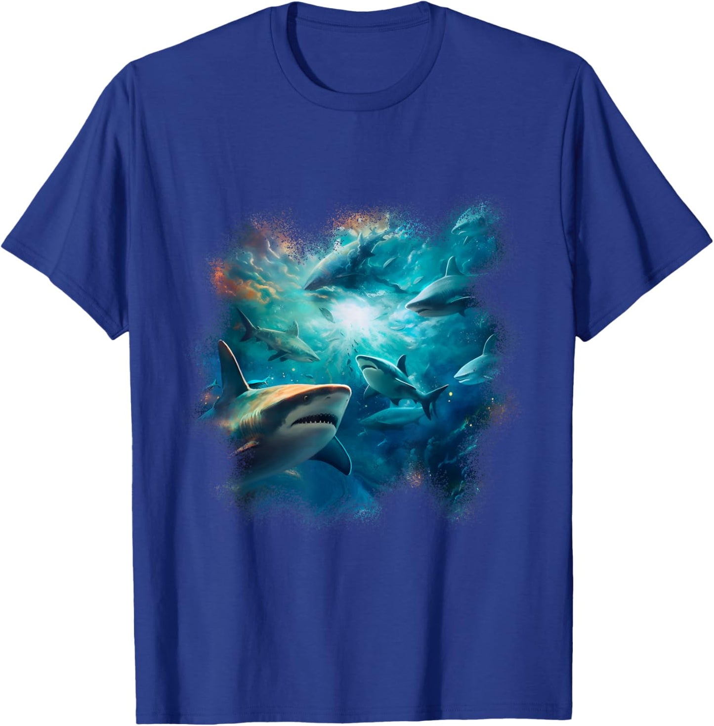 Swimming Sharks Ocean Underwater Life T-Shirt - T-Shirt | Royal
