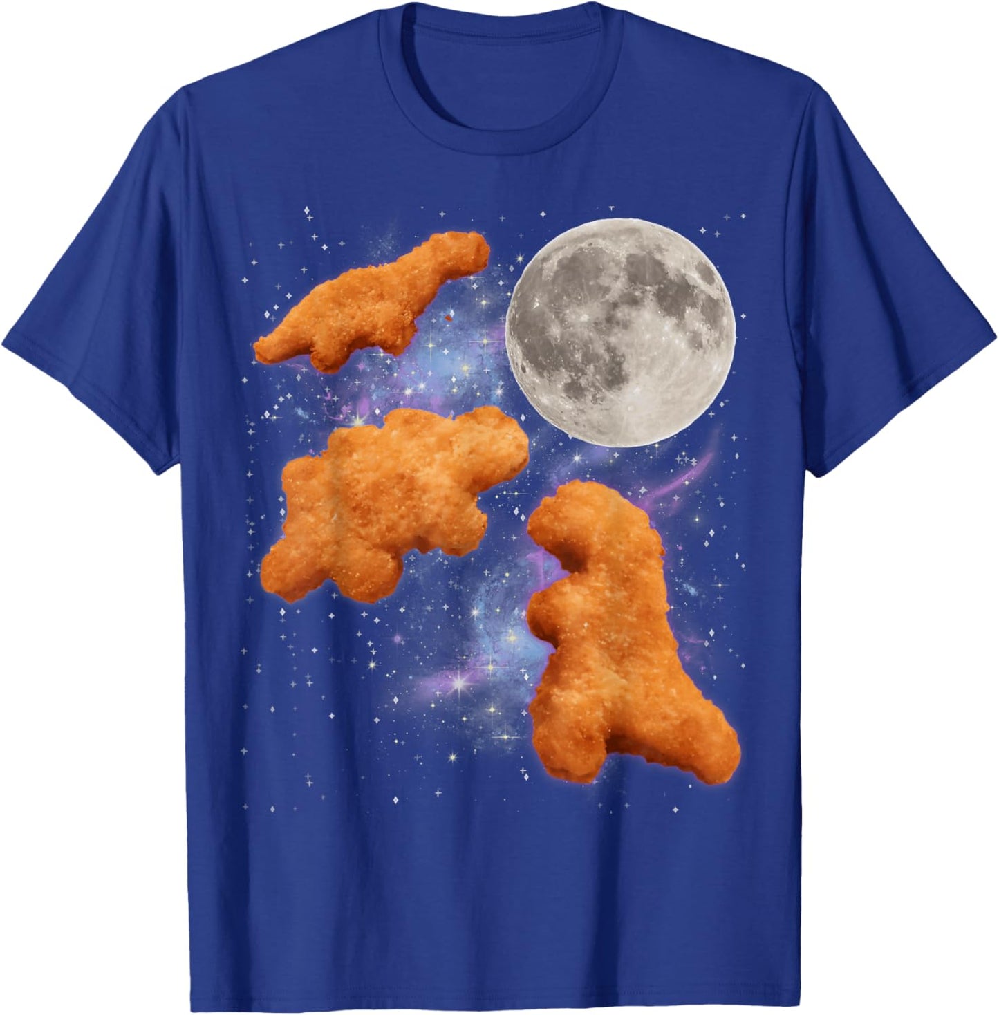 Three Chicken Nuggets Howl at Moon Funny Parody Dino Nugget T-Shirt - T-Shirt | Royal