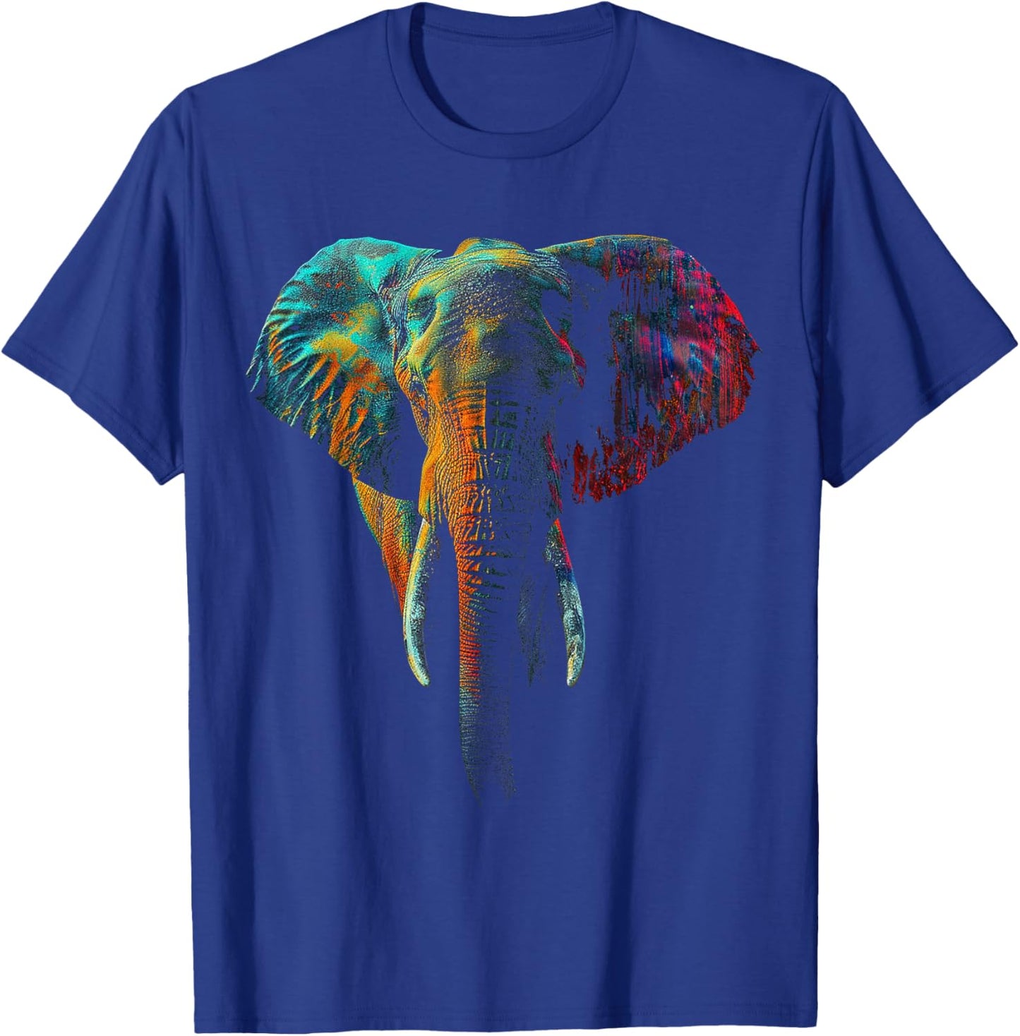 Elephant Colorful Animal Art Graphic Elephant T-Shirt - T-Shirt | Royal