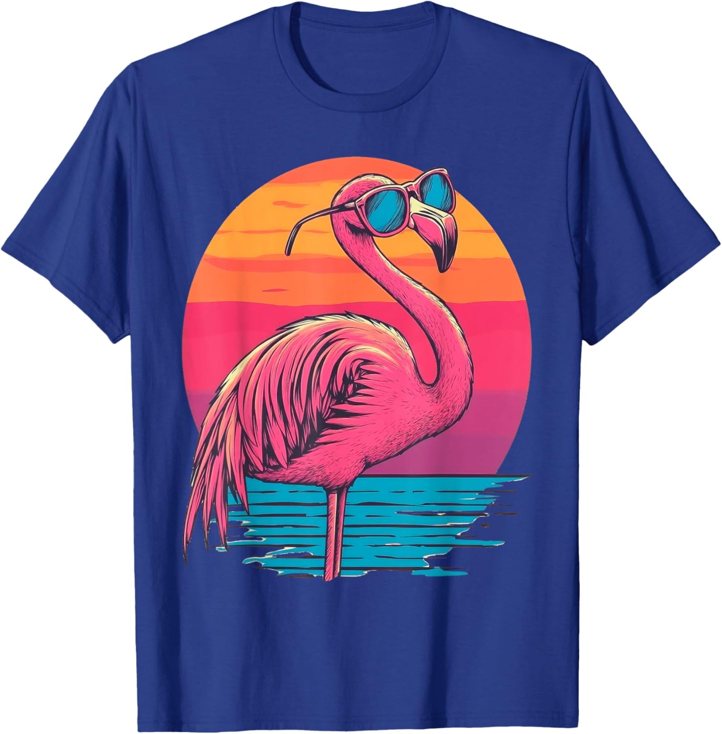 Retro Flamingo Sunglasses Sunset Style Vintage T-Shirt - T-Shirt | Royal