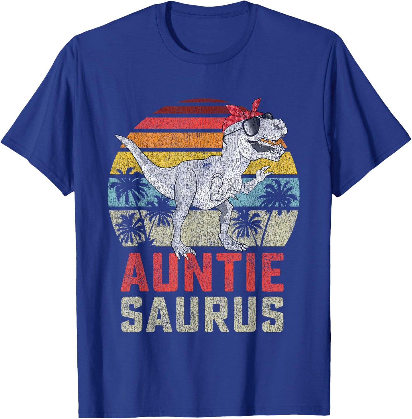 Auntiesaurus T Rex Dinosaur Auntie Saurus Family Matching T-Shirt - T-Shirt | Royal