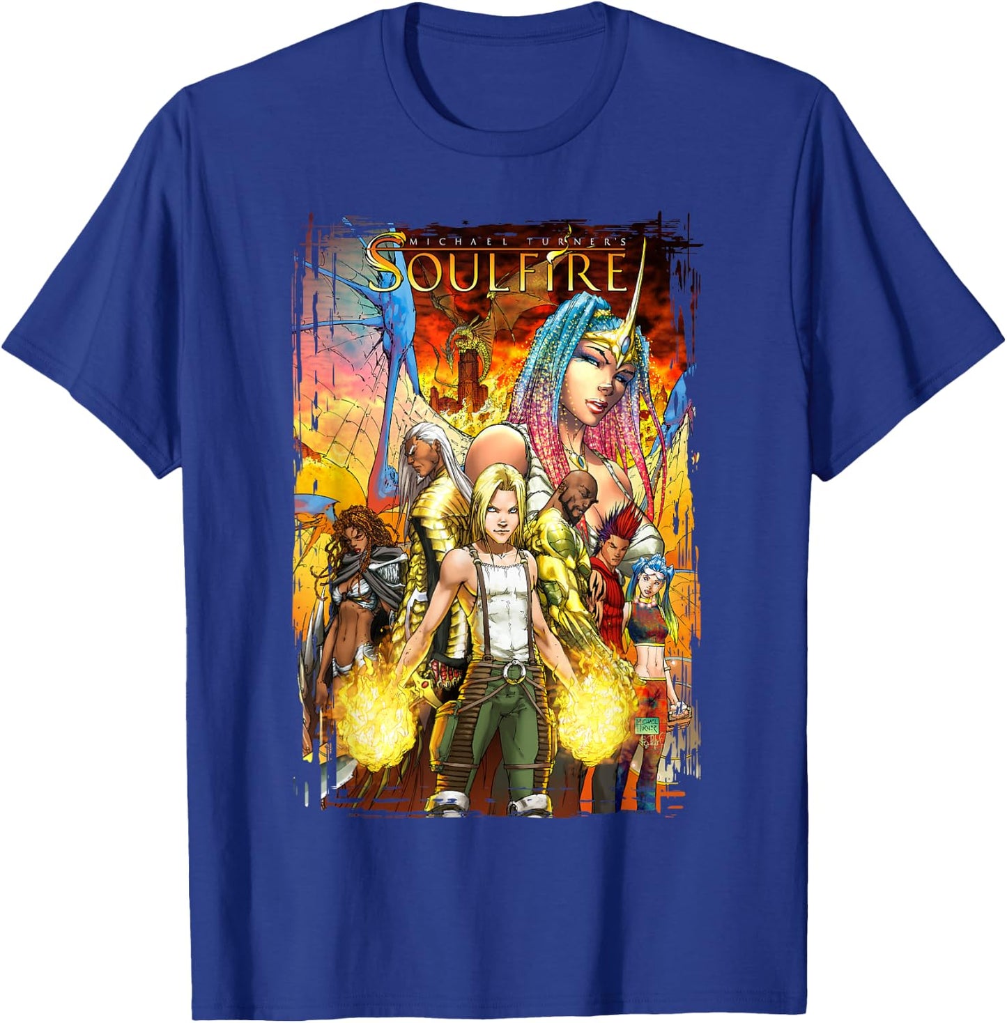 Michael Turner's Soulfire Characters Poster T-Shirt - T-Shirt | Royal