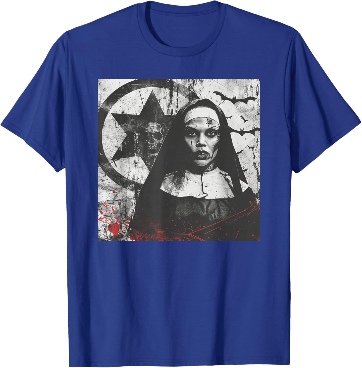 Cool Horror Nun, Pentagram, Religious Rebel T-Shirt - T-Shirt | Royal