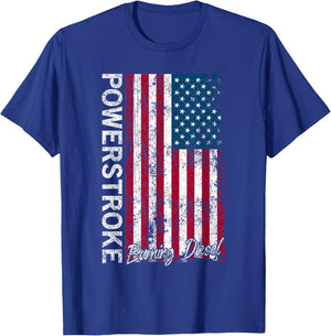 Powerstroke Burning Diesel American Flag T-Shirt - T-Shirt | Royal