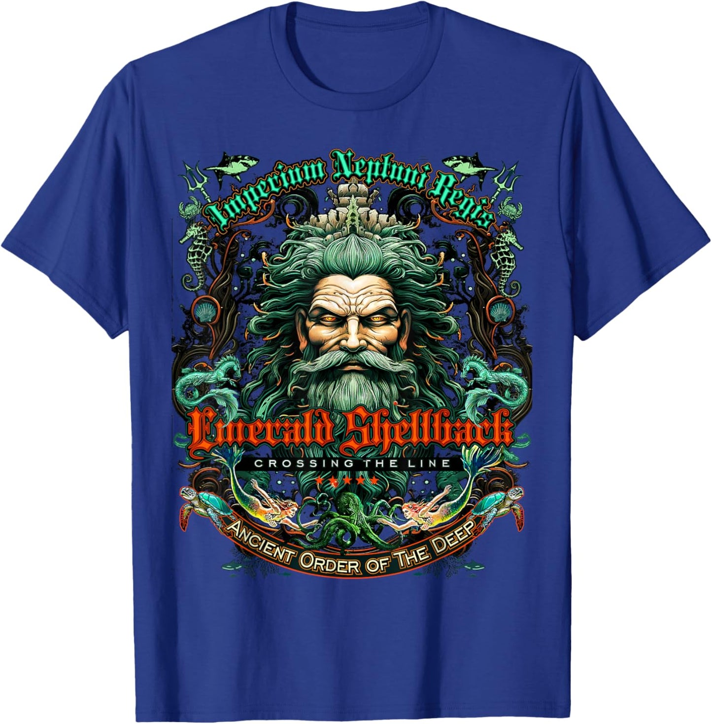 Emerald Shellback Crossing The Line T-Shirt - T-Shirt | Royal