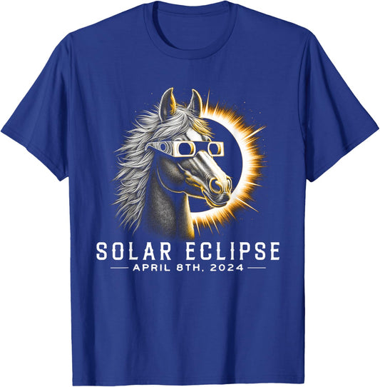 Solar Eclipse 2024 Total Eclipse April 8th 2024 horse lover T-Shirt - T-Shirt | Royal
