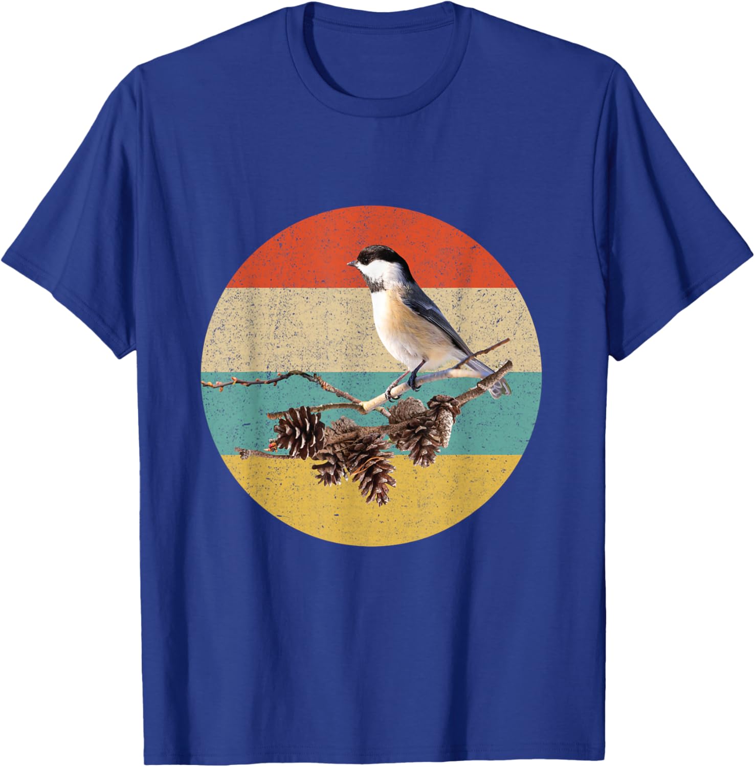 Ornithology Chickadee Bird Lover Retro Chickadee Bird T-Shirt - T-Shirt | Royal