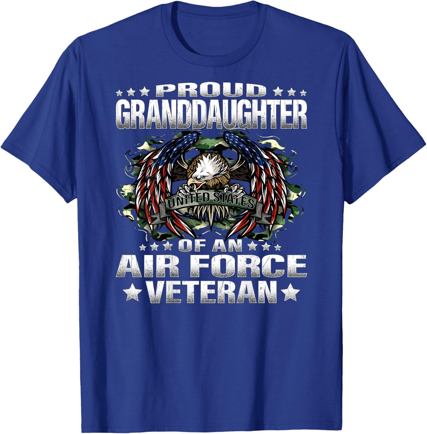 Proud Granddaughter Of An Air Force Veteran Vet's Family T-Shirt - T-Shirt | Royal