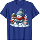 Snowman Reading Books Lovers Librarian Bookworm Christmas T-Shirt - T-Shirt | Royal