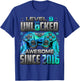 Level 9 Unlocked Awesome Since 2016 9th Birthday Gaming T-Shirt - T-Shirt | Royal
