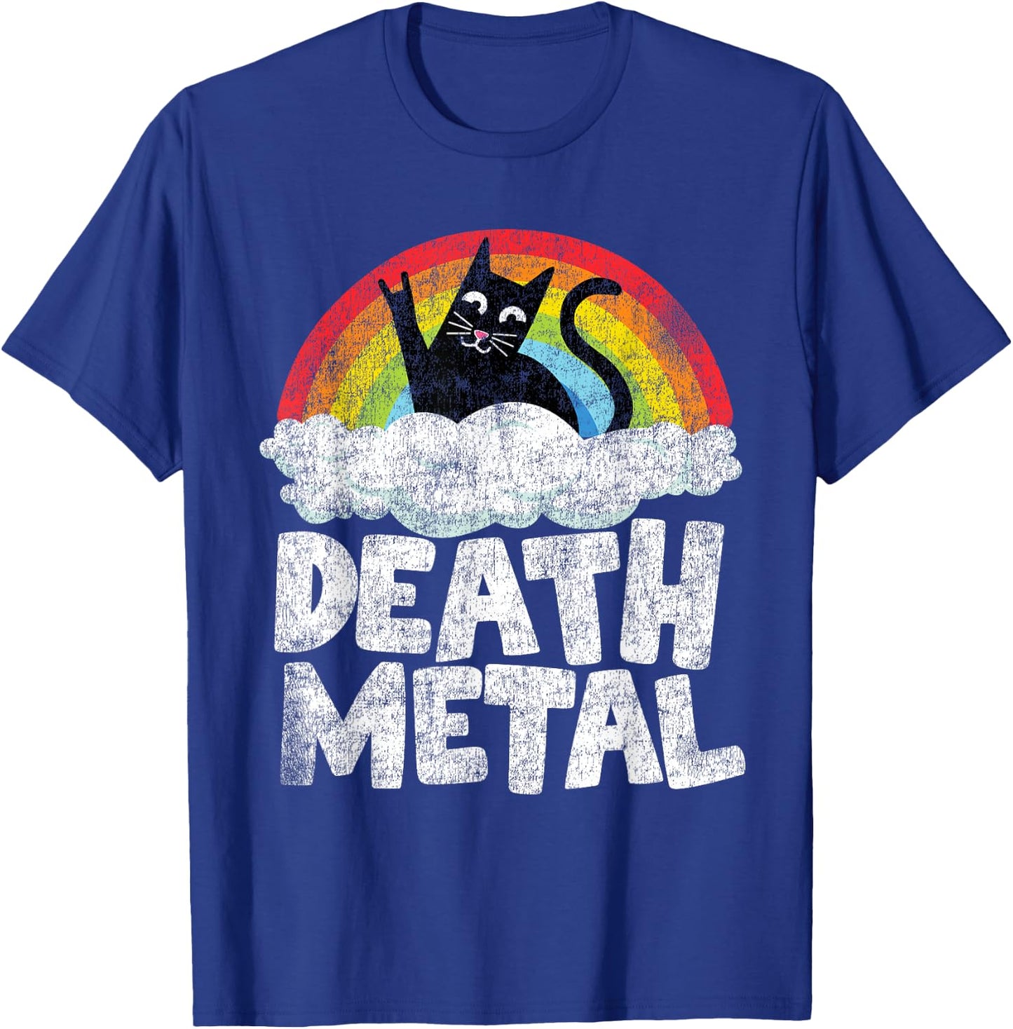 Cat Rainbow Heavy Metal Band Kids Goth Funny Death Metal Small T-Shirt - T-Shirt | Royal