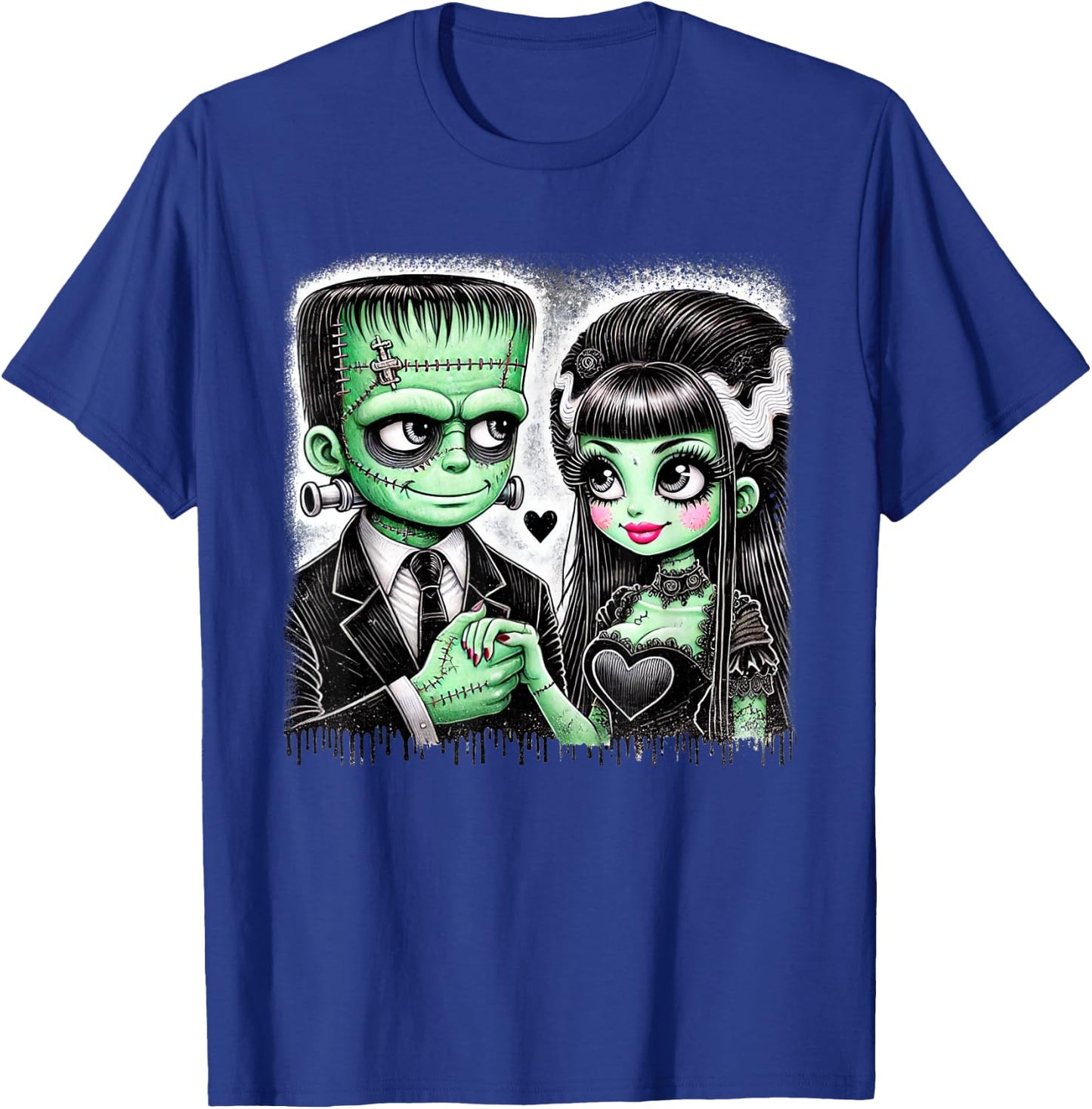 Halloween Lovers Frankenstein Skeleton Women Family T-Shirt - T-Shirt | Royal