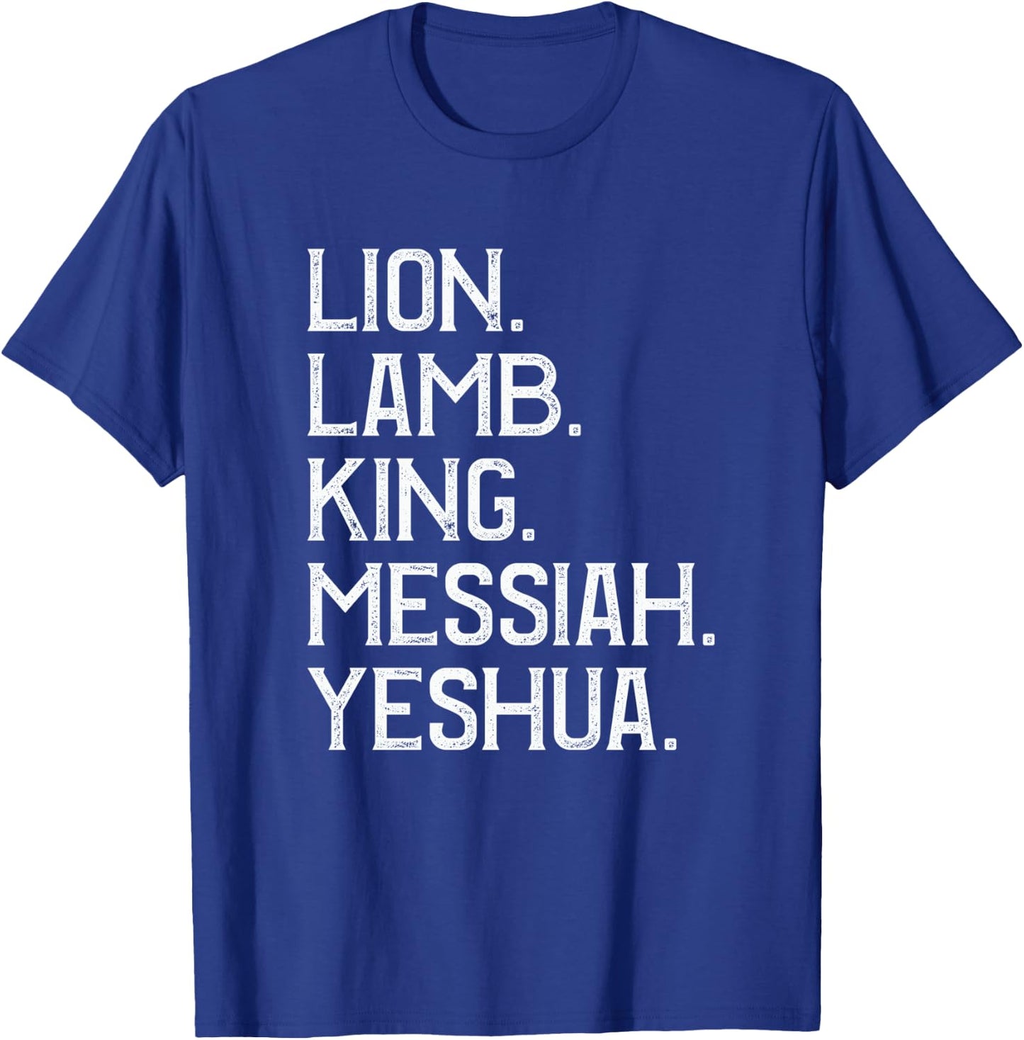Distressed Lion Lamb King Messiah Yeshua Christian Bible T-Shirt - T-Shirt | Royal