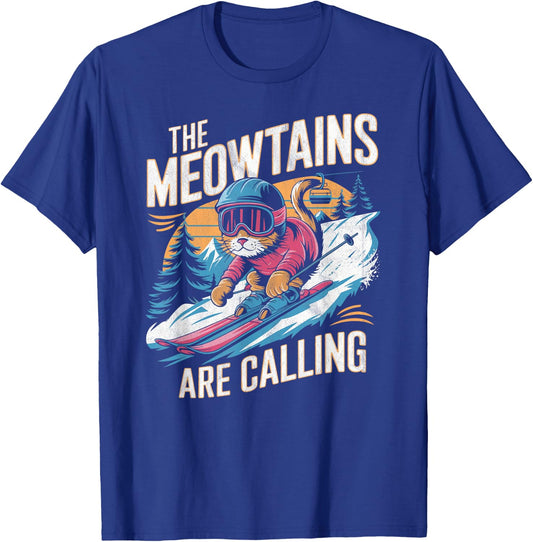 The meowtains are calling Cat Snowboard Ski Men Women Kids T-Shirt - T-Shirt | Royal