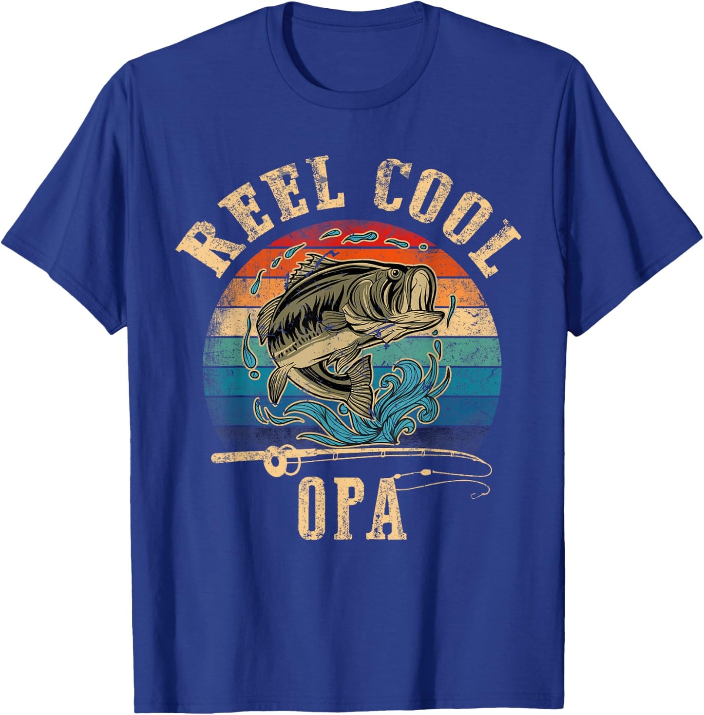 Vintage Reel Cool Opa Fish Fishing Shirt Father's Day T-Shirt - T-Shirt | Royal