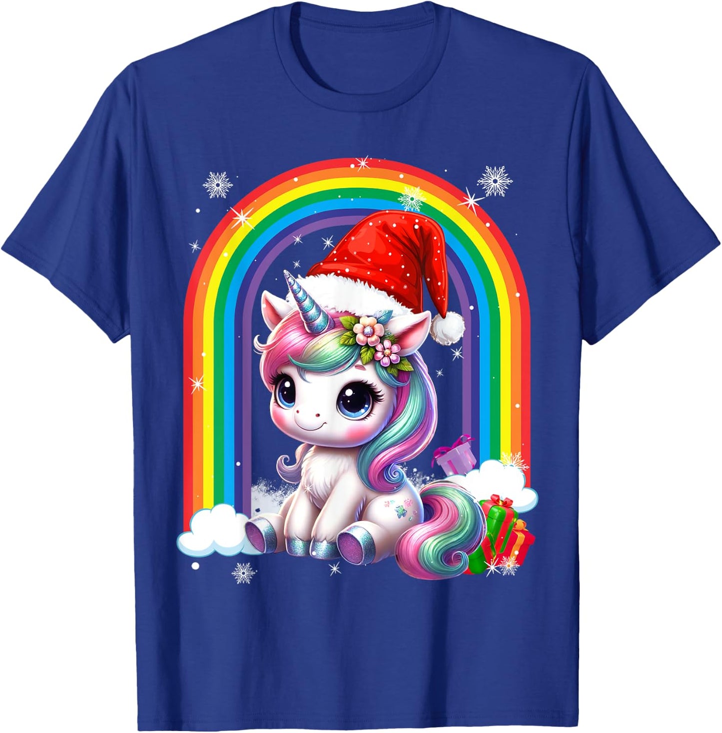 Unicorn Girls Christmas 2025 Women Kids Santa Unicorn Xmas T-Shirt - T-Shirt | Royal