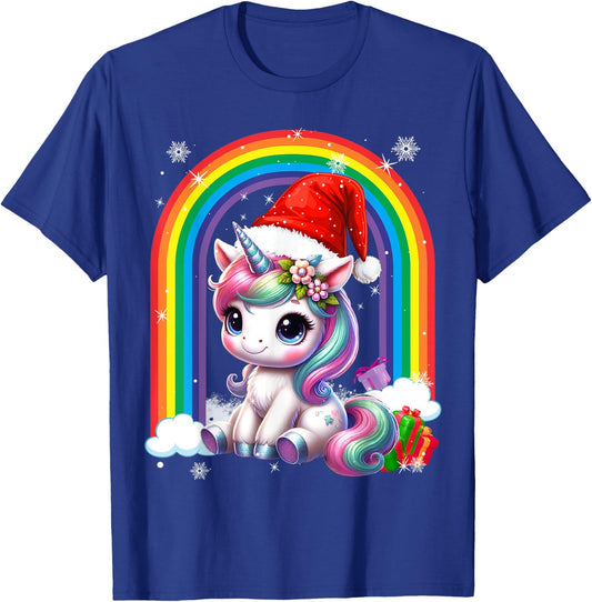 Unicorn Girls Christmas 2025 Women Kids Santa Unicorn Xmas T-Shirt - T-Shirt | Royal