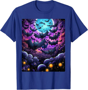 Gothic Bat Spooky Bats Pattern Moon Night T-Shirt - T-Shirt | Royal