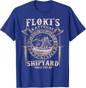 Flokis Shipyard Kattegat Viking Ship and Sword Gift T-Shirt - T-Shirt | Royal
