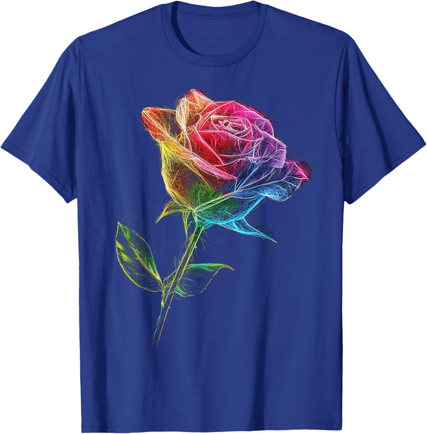 Rose Colorful Drawing Nature Art Graphic Rose T-Shirt - T-Shirt | Royal