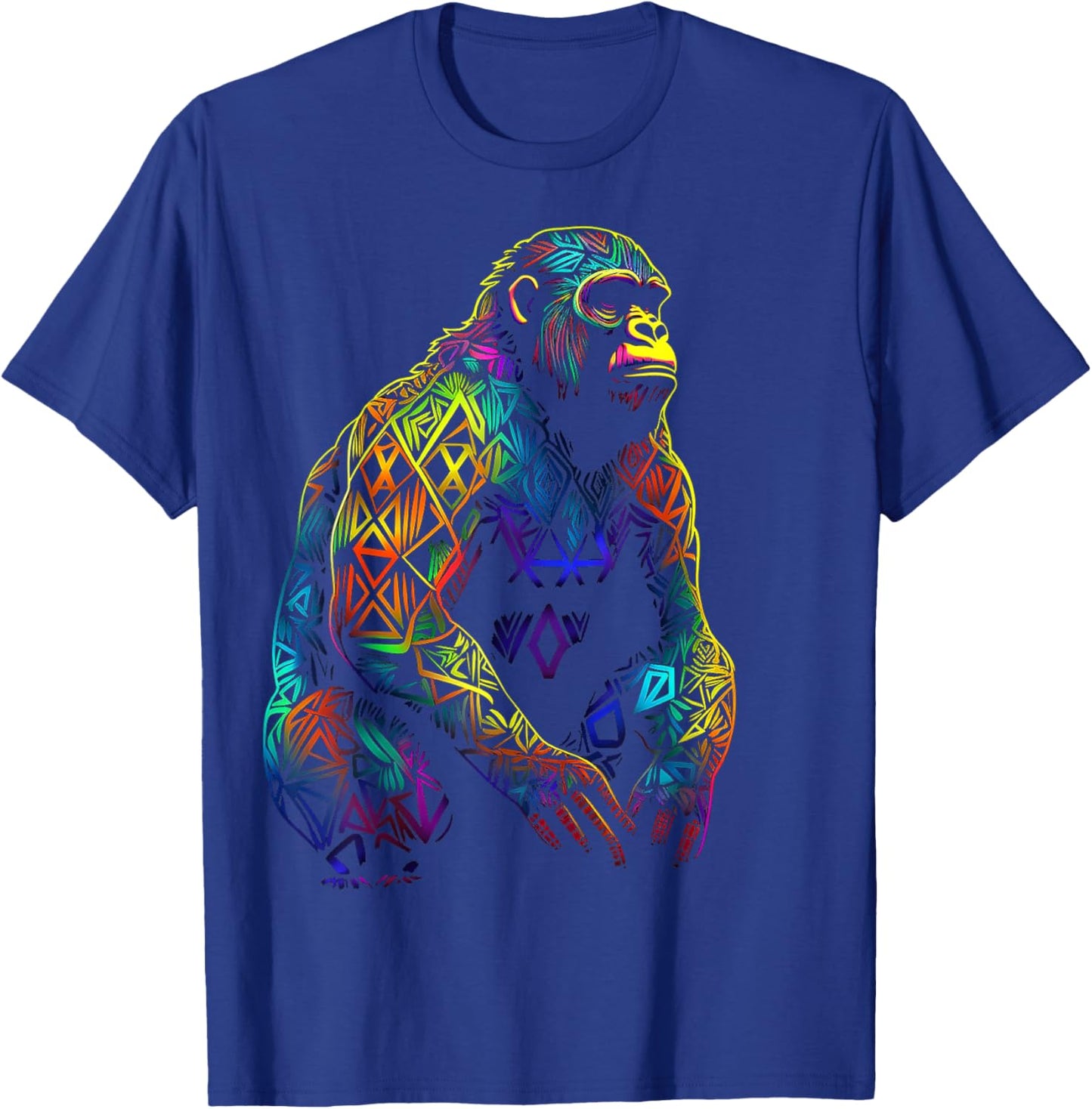 Gorilla Artwork Mandala Animal Colorful Art Graphic Monkey T-Shirt - T-Shirt | Royal