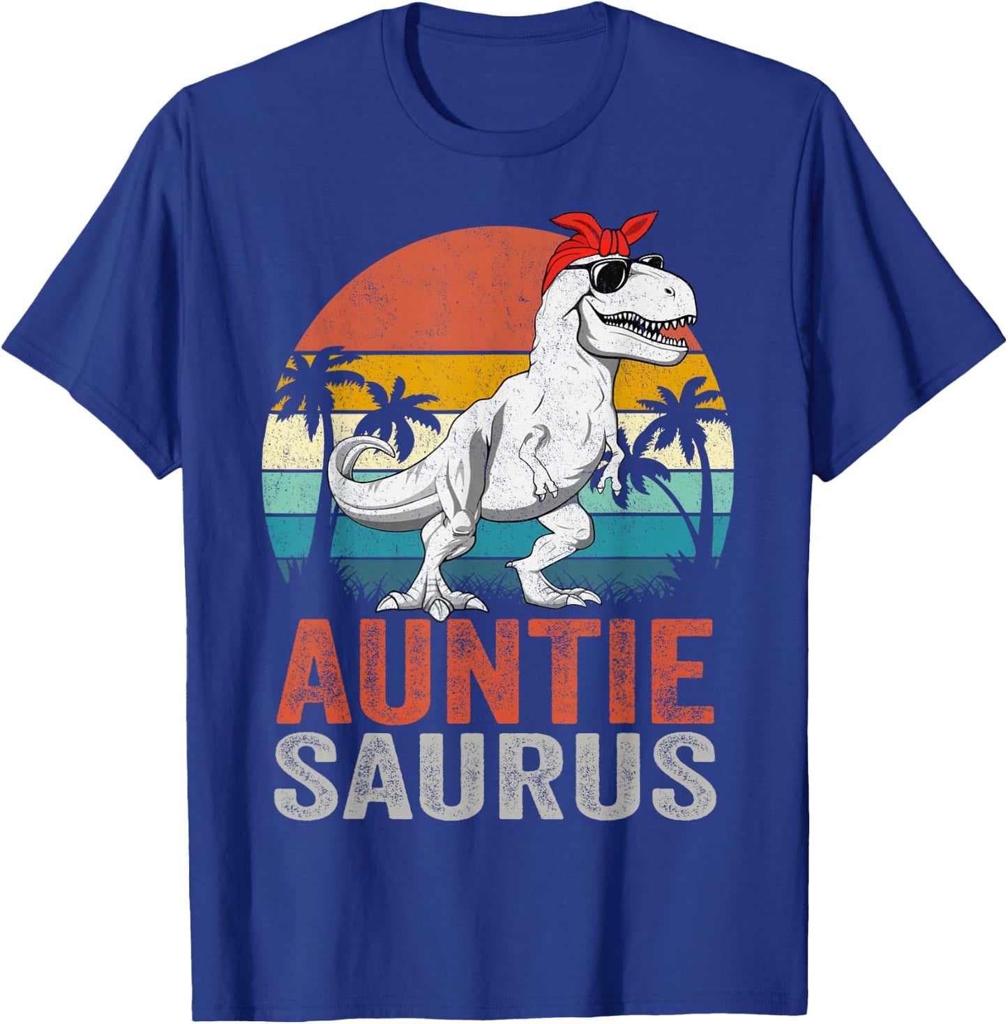 Auntiesaurus T Rex Dinosaur Auntie Saurus Family Matching T-Shirt - T-Shirt | Royal