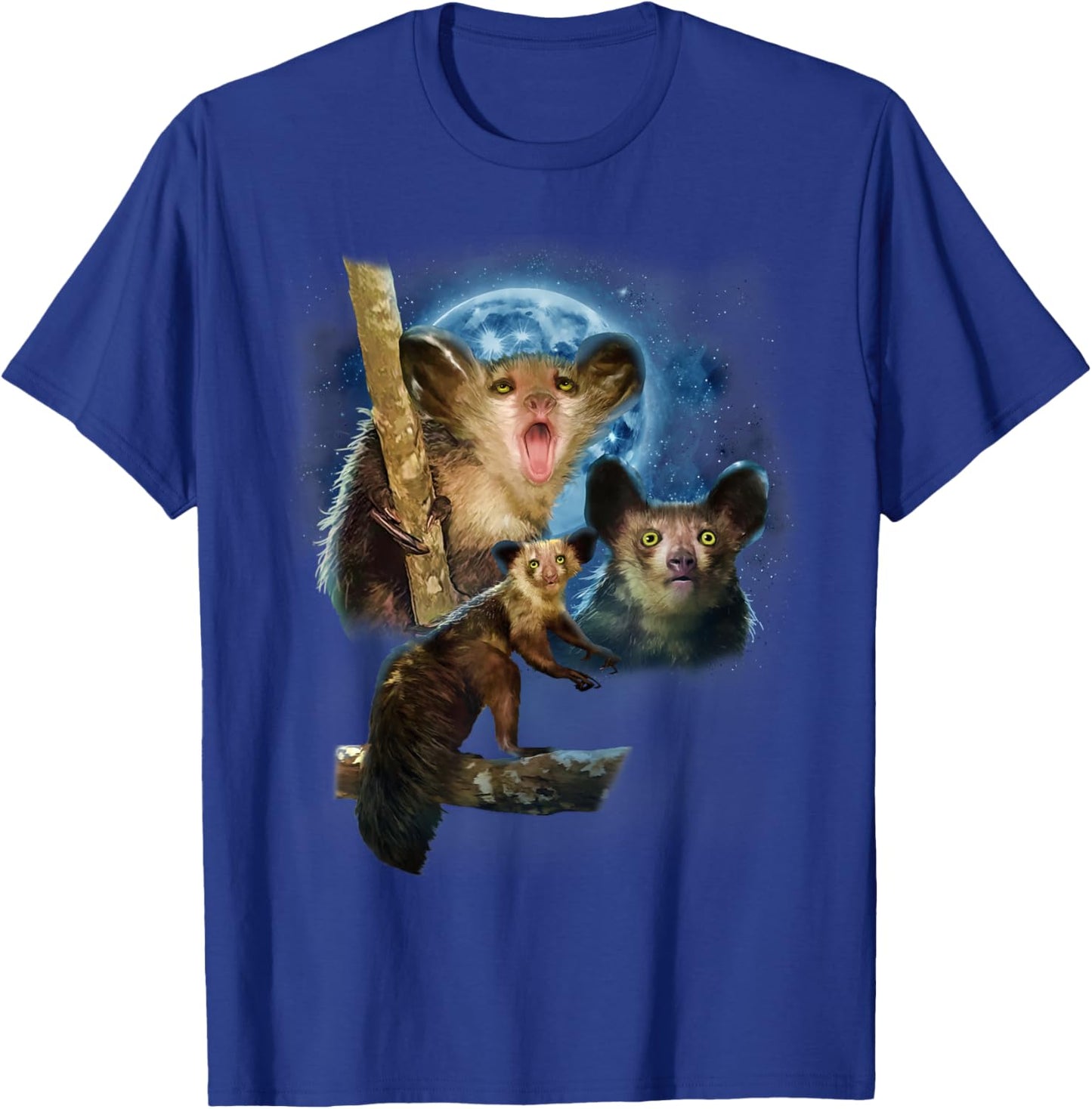 Howling at The Moon Shirt and Apparel Co. Aye-Aye Lemur - Black, -Adults, Kids - Short Sleeve, Modern, Cartoon, Animal-Themed Shirts T-Shirt - T-Shirt | Royal